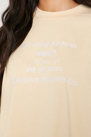 Light Lemon Oversized Drop Sleeve Multi-Languages T-Shirt