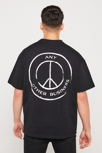 Black Oversized Peace Design T-Shirt